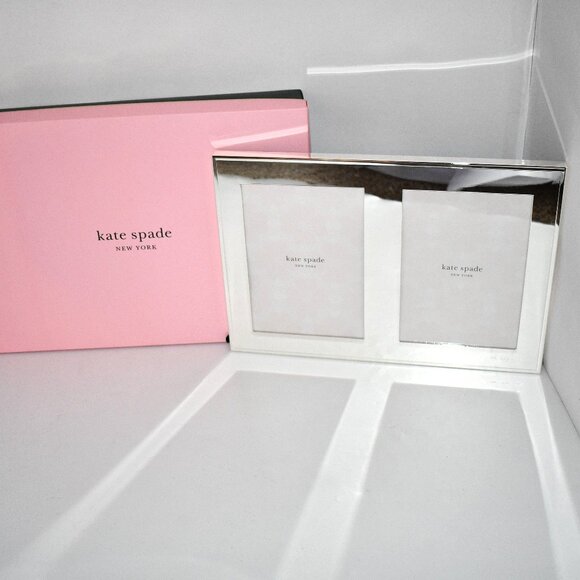 Kate Spade Darling Point Double Invitation Frame in Silver #792158 NIB